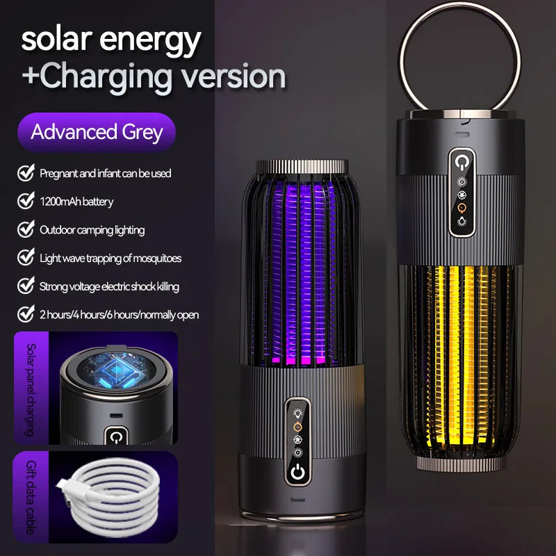 Solar Mosquito Killer Lamp — USB Rechargeable Outdoor & Indoor Insect Trap for Home & Camping
