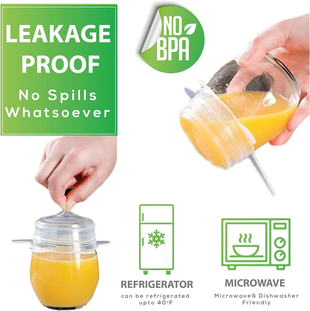 6PCS Silicone Food Cover Set — Reusable Airtight Stretch Lids for Kitchen & Food Storage