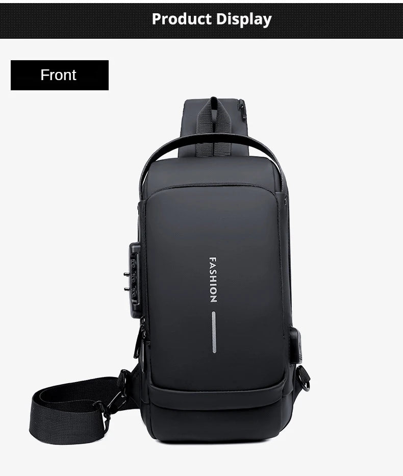 Men's PU Leather Crossbody Bag — Anti-Theft Shoulder & Chest Bag Multifunctional for Travel