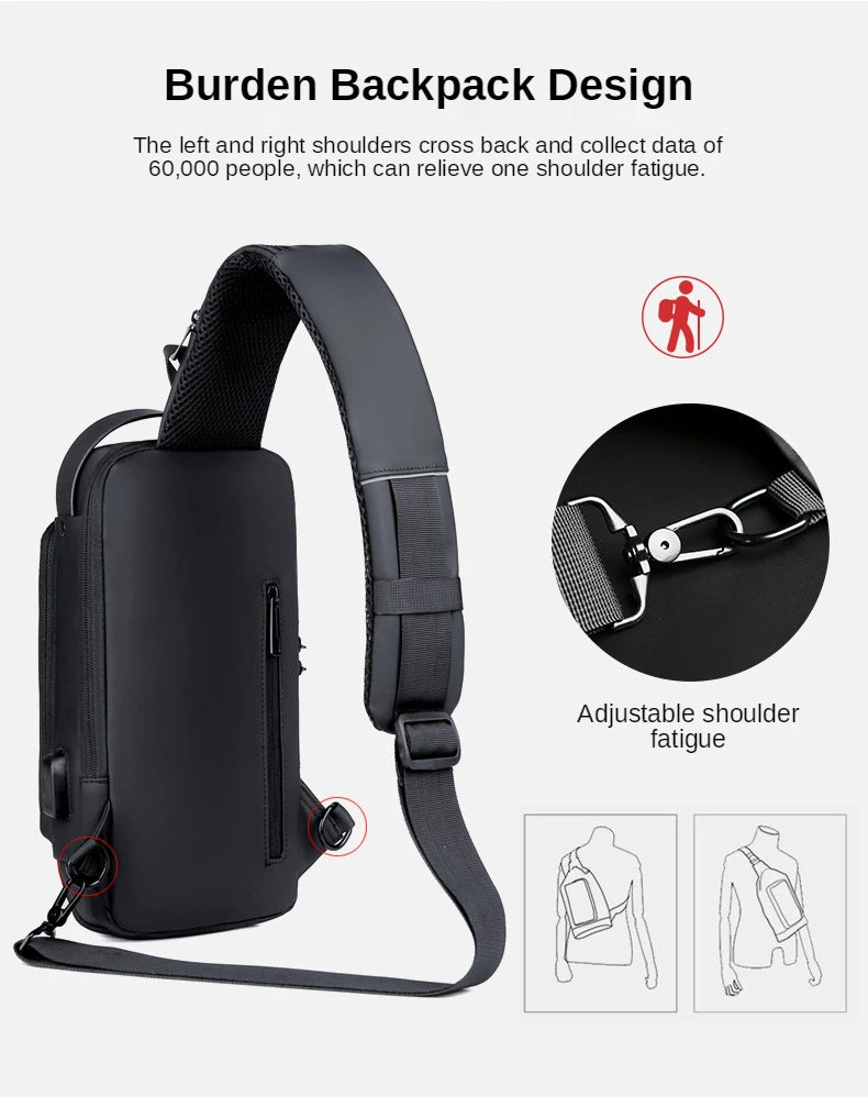 Men's PU Leather Crossbody Bag — Anti-Theft Shoulder & Chest Bag Multifunctional for Travel
