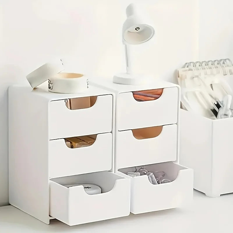 3-Tier Desk Organizer with Drawers — Portable Storage for Office, Jewelry & Cosmetics