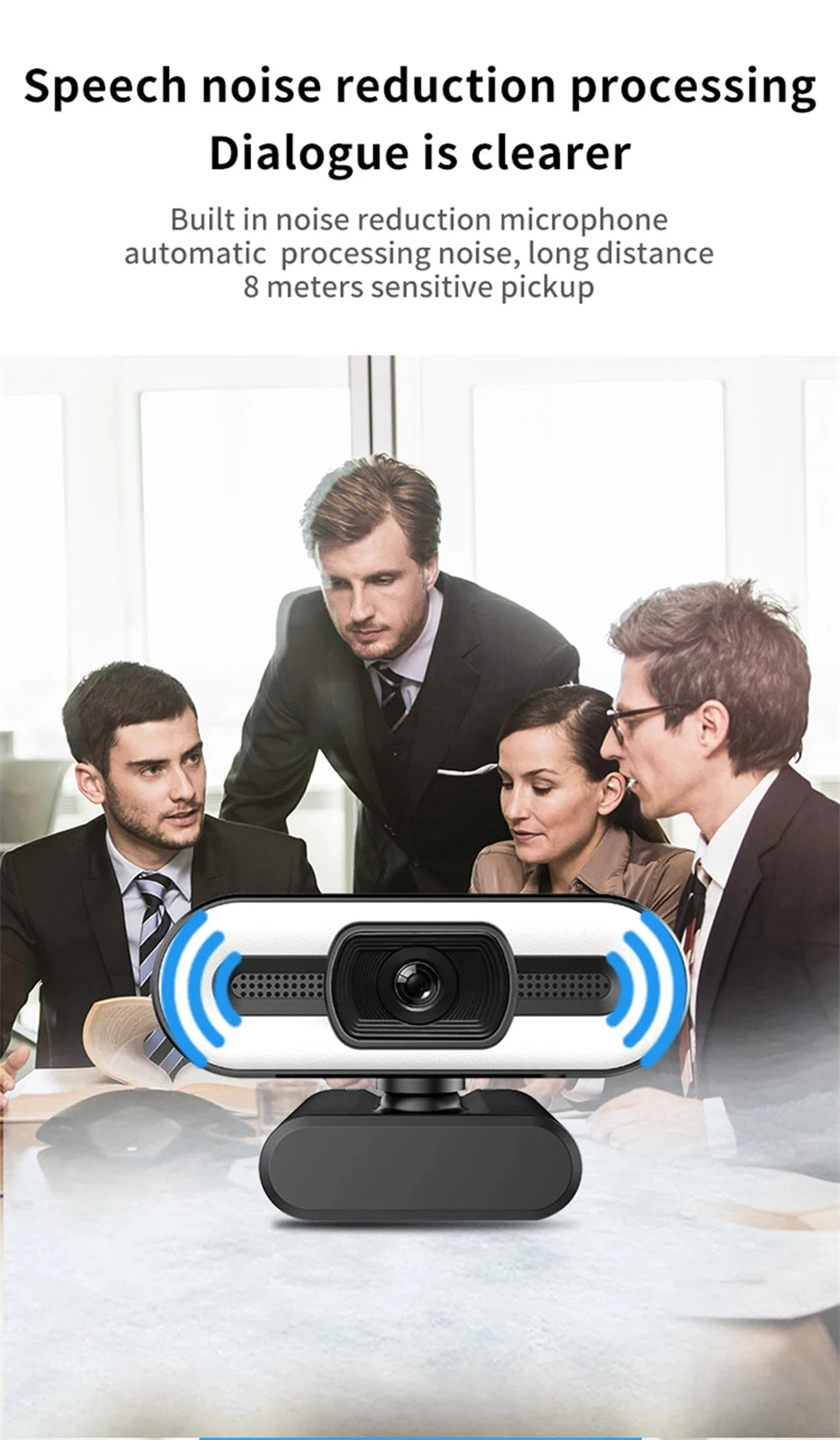Portable 4K HD Webcam — Auto Focus with Microphone & Light for Live Streaming & Video Calls