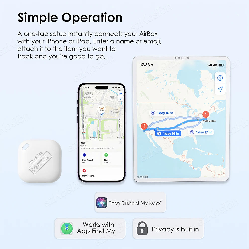 Mini GPS Smart Tracker Tag — iOS Find My Compatible Anti-Lost Finder for Keys, Wallet, Pet & Luggage