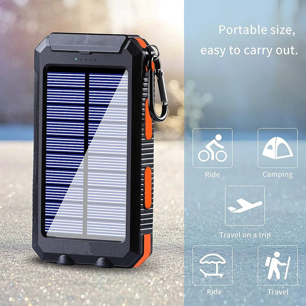 Solar Power Bank 80000mAh — Portable External Battery Charger with LED Light for All Smartphones