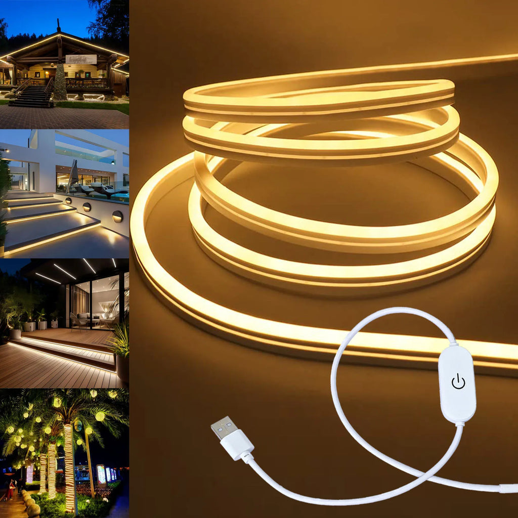Smart Neon LED Light Strip — Dimmable Touch Sensor Flexible Waterproof Rope Light for Room Decor