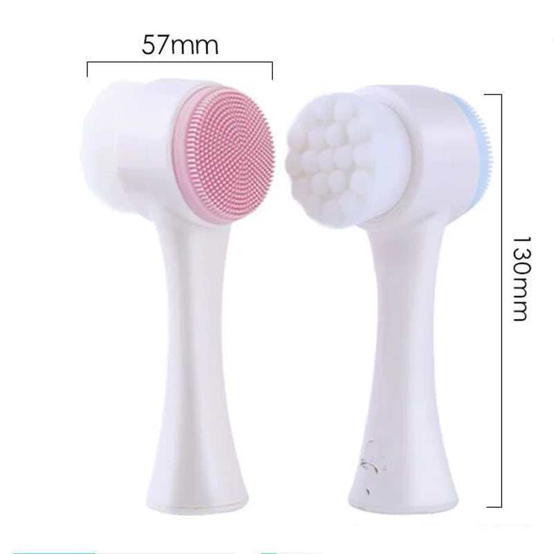 3D Double Sided Silicone Face Brush — Manual Cleansing & Exfoliator Massage Brush
