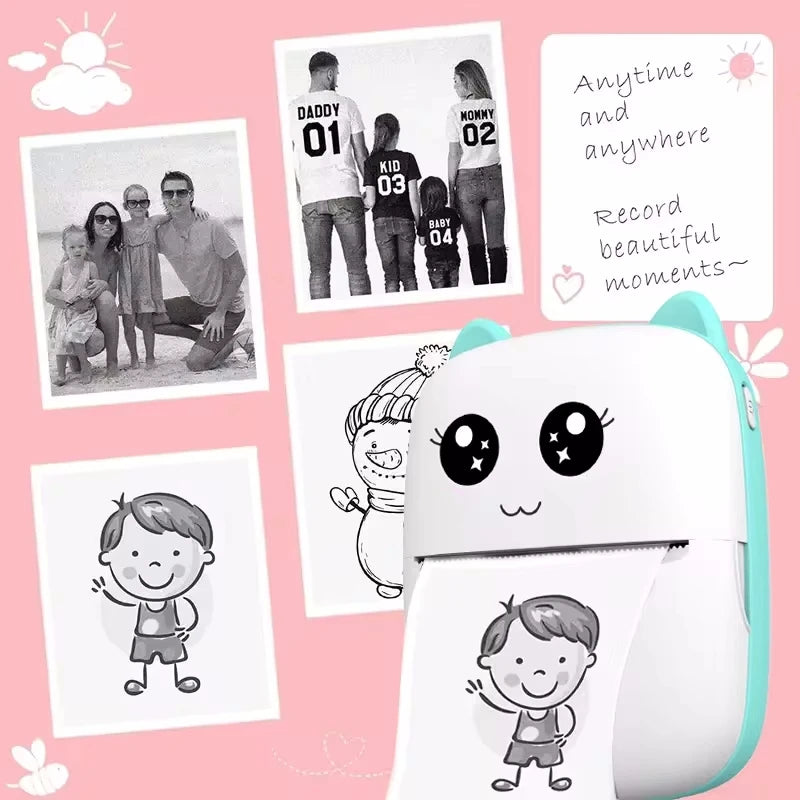 Mini CAT Portable Thermal Printer — Wireless Bluetooth Photo & Label Printer for Android & iOS