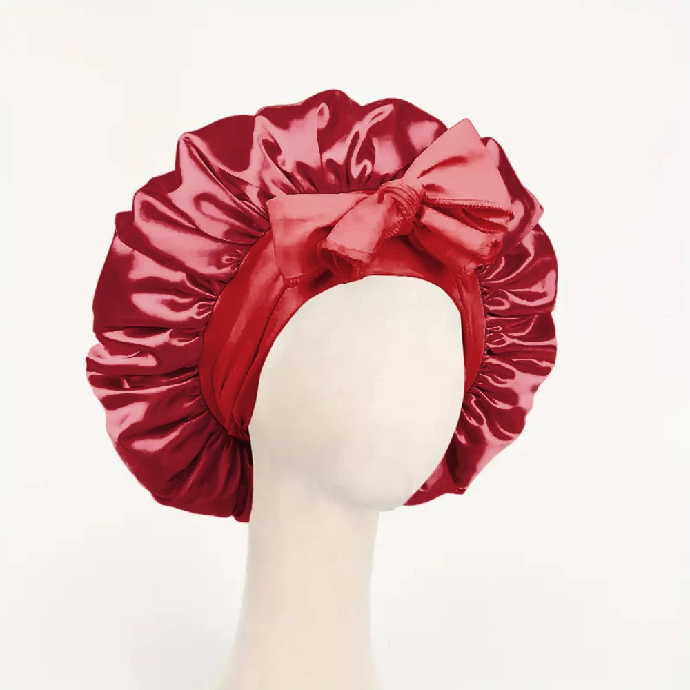 Satin Silk Sleeping Bonnet — Adjustable Hair Bonnet with Tie Band for Women & Men