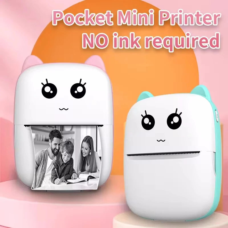 Mini CAT Portable Thermal Printer — Wireless Bluetooth Photo & Label Printer for Android & iOS