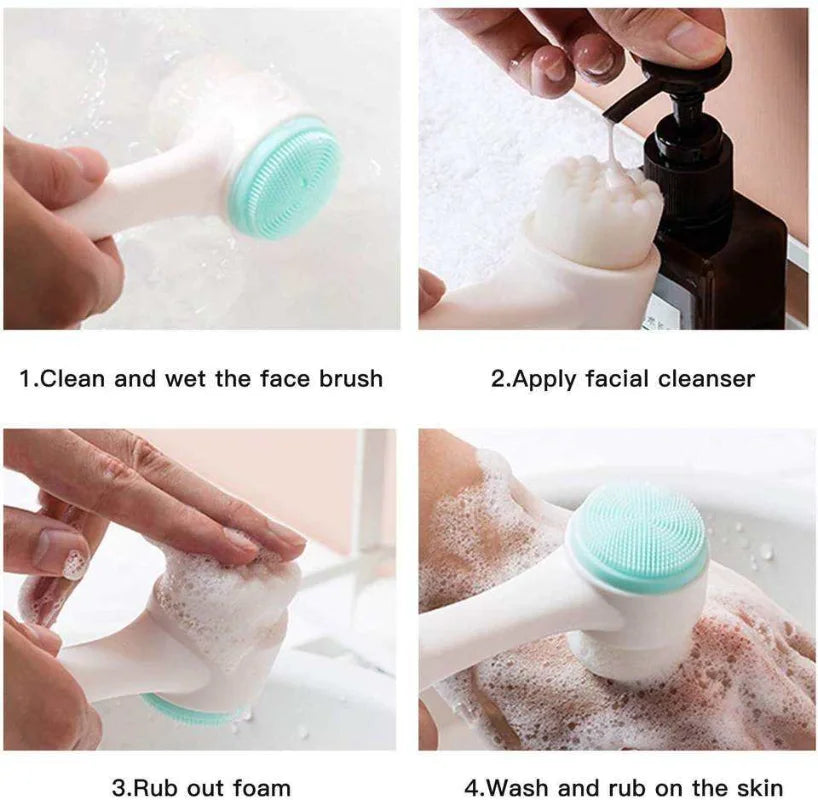 3D Double Sided Silicone Face Brush — Manual Cleansing & Exfoliator Massage Brush