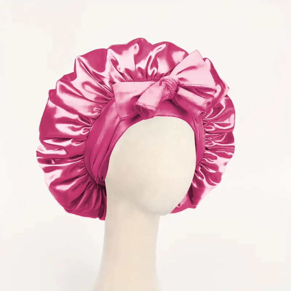 Satin Silk Sleeping Bonnet — Adjustable Hair Bonnet with Tie Band for Women & Men