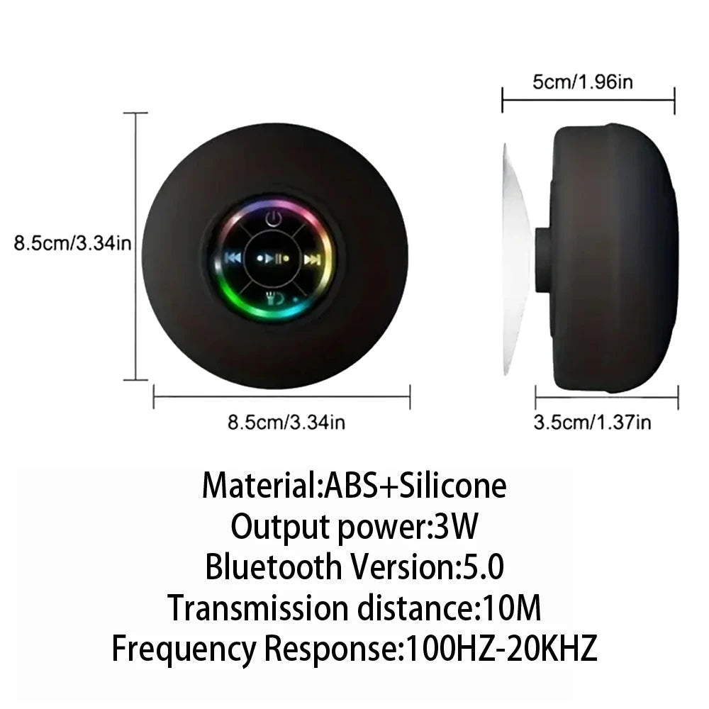 Portable Bluetooth Speaker — IPX4 Waterproof LED Light Stereo Sound for Outdoor & Bathroom