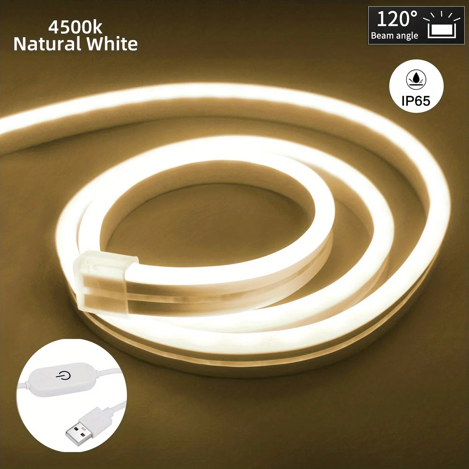 Smart Neon LED Light Strip — Dimmable Touch Sensor Flexible Waterproof Rope Light for Room Decor