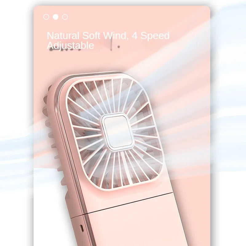 3-in-1 Portable Neck Fan & Power Bank — Foldable USB Rechargeable Desktop Fan for Home, Office & Outdoor