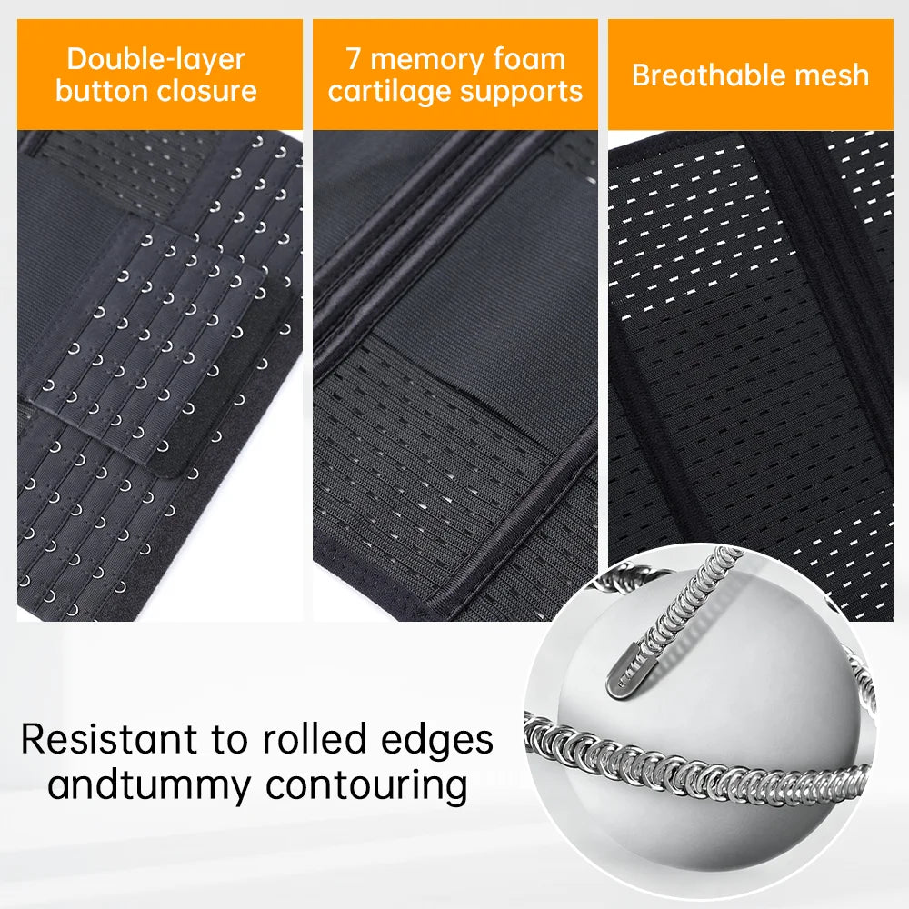 Adjustable Waist Trainer for Women — Double Belt Neoprene Corset with Zipper for Tummy Control & Back Support