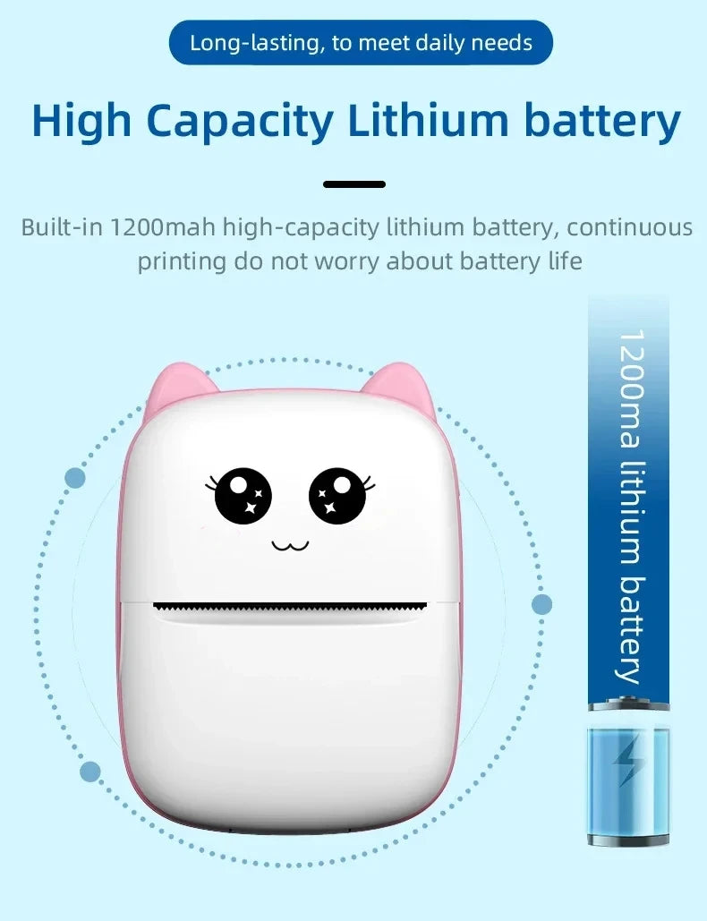 Mini CAT Portable Thermal Printer — Wireless Bluetooth Photo & Label Printer for Android & iOS